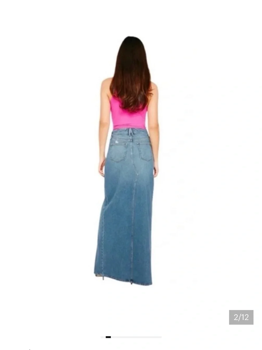🩷 Good American - Good Ease - High-Rise Split-Front Denim Skirt - 2/26 - Picture 2 of 8